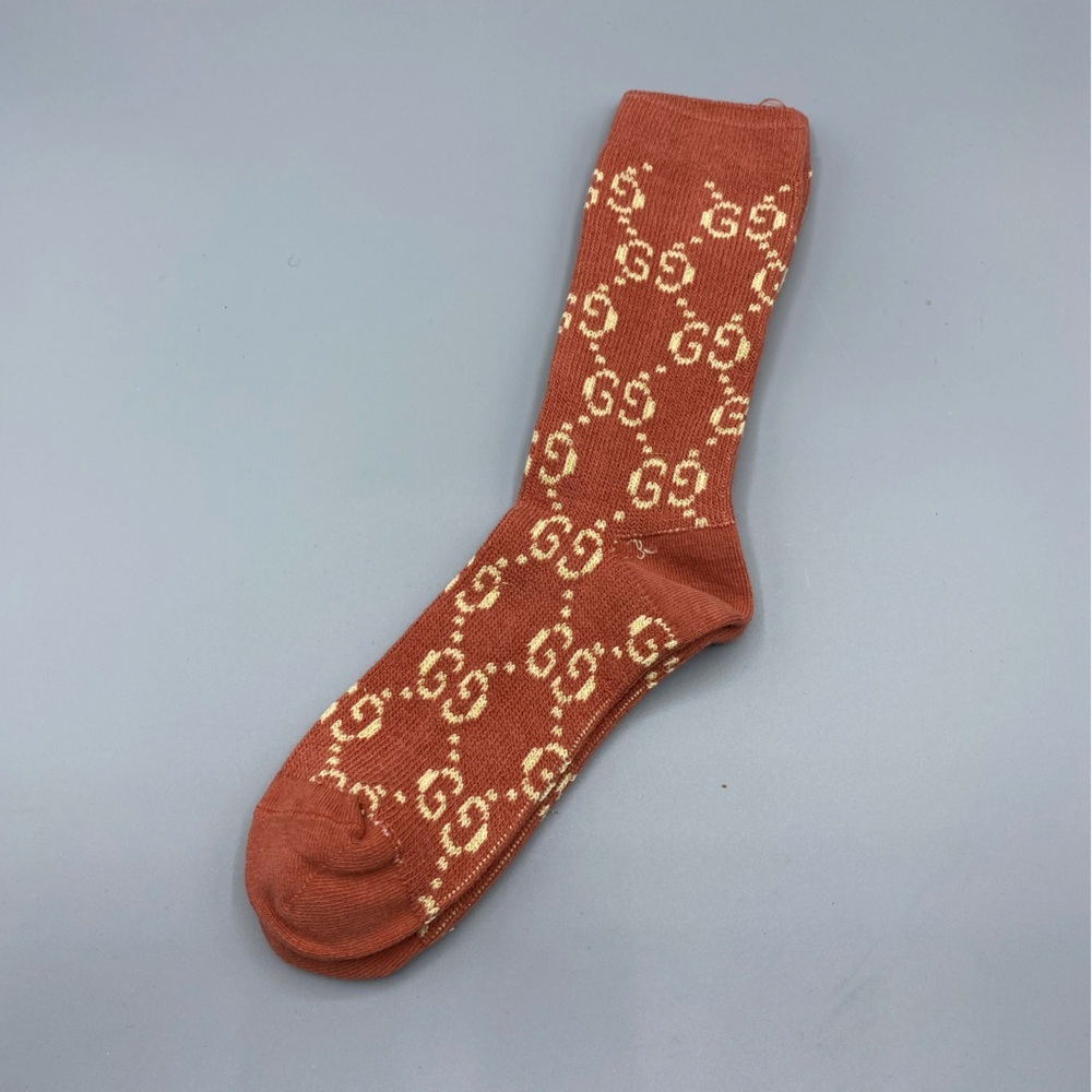Gucci Red and Gold GG Pattern Socks